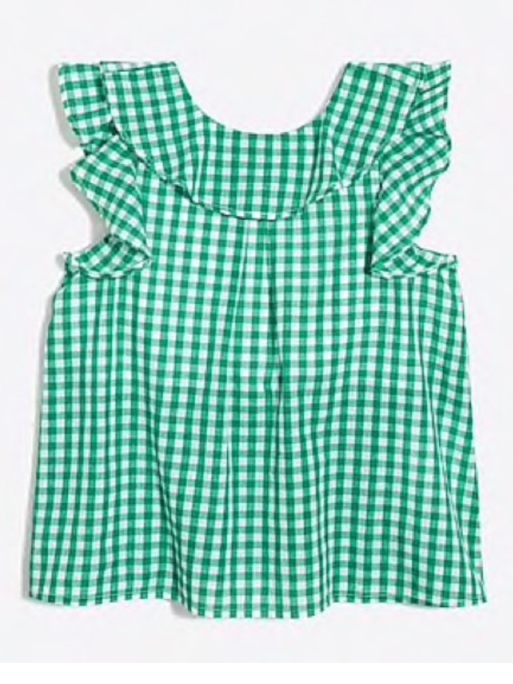 J. Crew Crewcuts Green Gingham Ruffle Tank Top Girls Size L/10